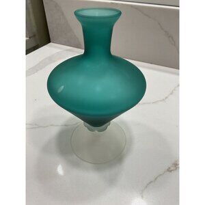 Mid-Century Murano Art Glass Vase Seguso Vetri d'Arte -Satin Turquoise Incamicia